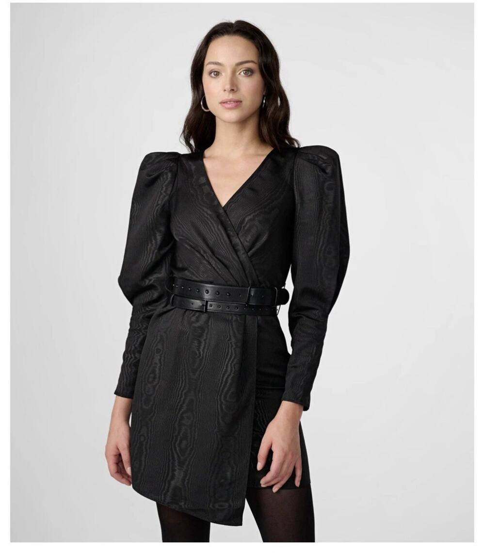 Karl Lagerfeld PUFF SLEEVE BELTED WRAP DRESS sz 12